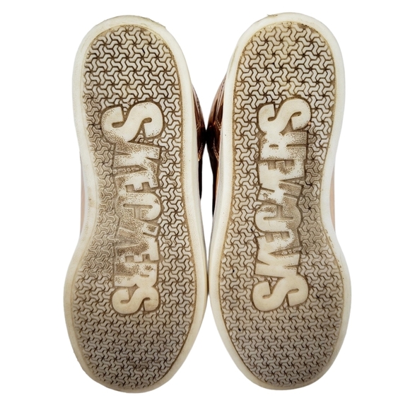 Skechers | Rose Gold High Top Lace Up Girls Street Skater Shoes Glam Sneakers 4 - Picture 8 of 10